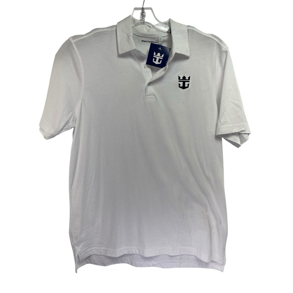 Royal Cribbean Men's Sz Large White Cotton Polo‎ Shirt (U29) NWTs